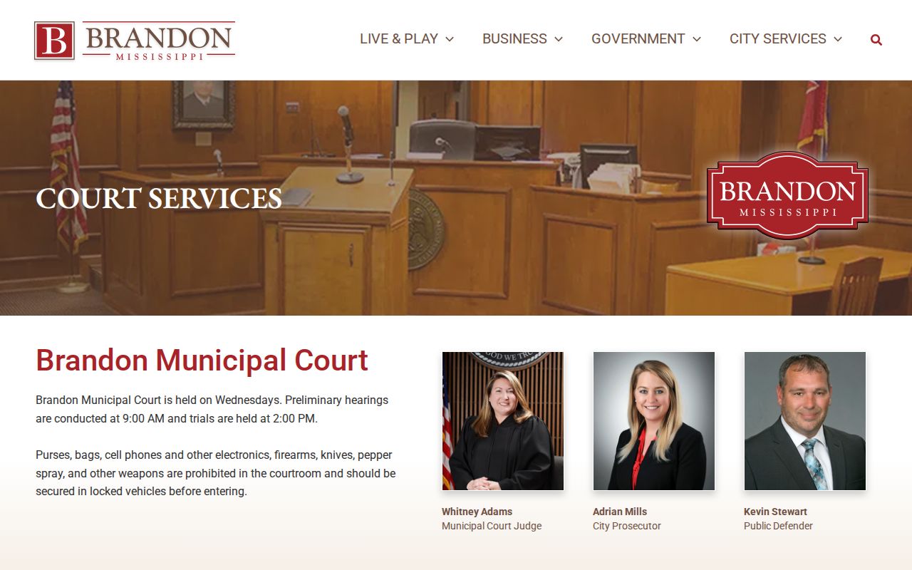 Brandon Municipal Court docket and Court Services records access