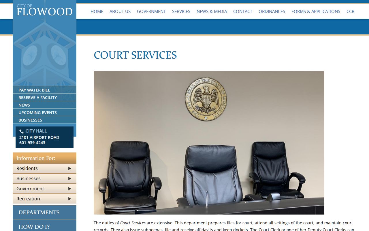 Flowood Court Services municipal docket and court records access