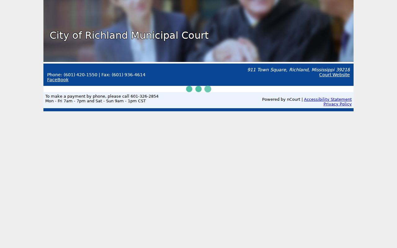 Richland Municipal Court payment page separate from docket records