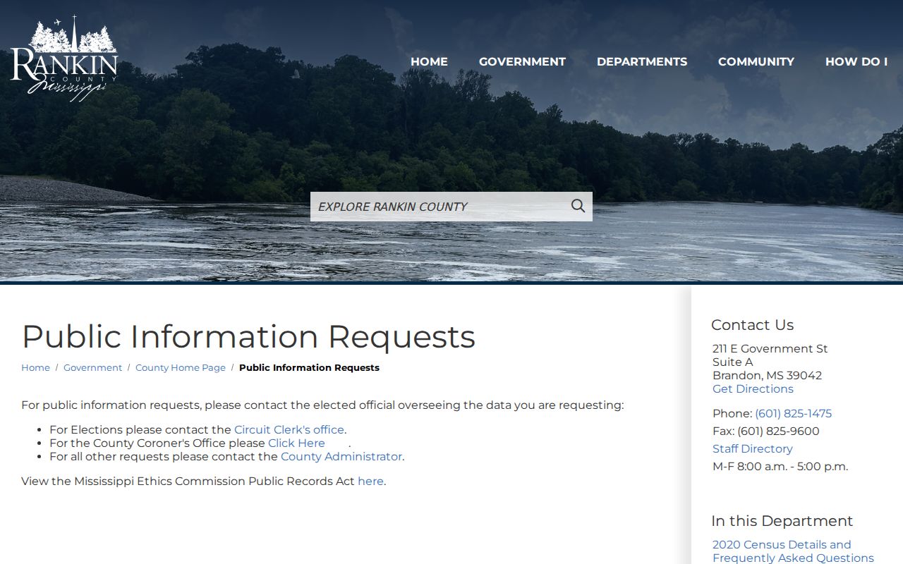 Rankin County court records public information request page