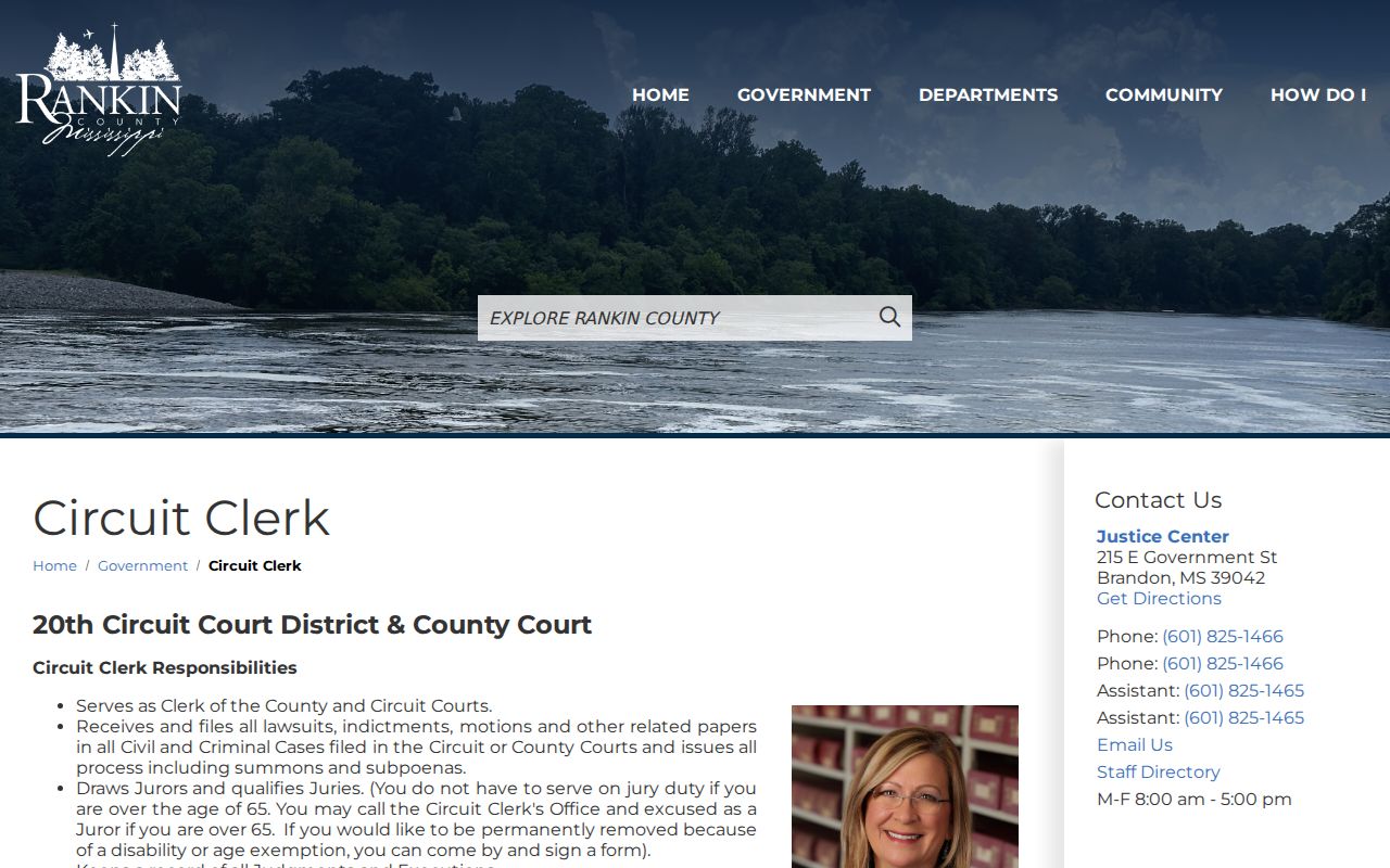 Rankin County court records Circuit Clerk department page