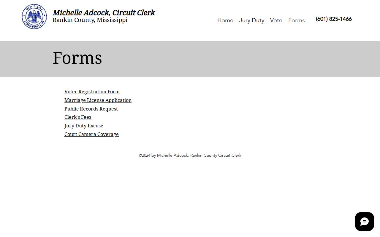 Rankin County court records Circuit Clerk forms page