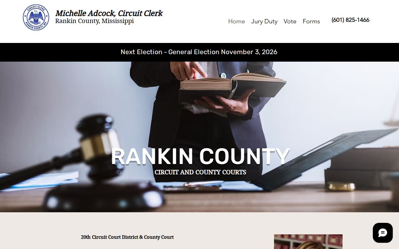 Rankin County court records Circuit Clerk official services page