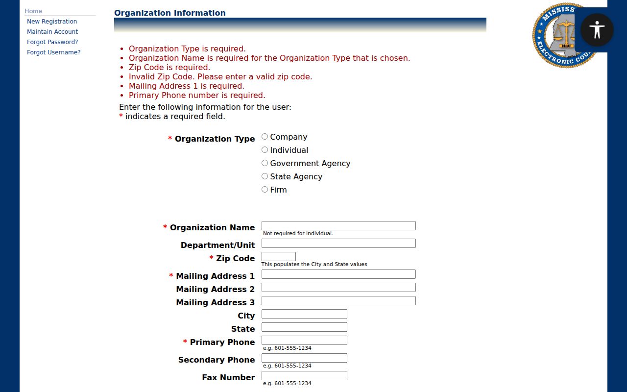 Rankin County case search MEC organization information form
